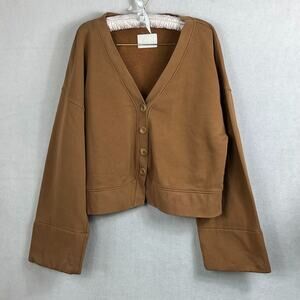 Citizens of Humanity Cardigan Large Women's Cropped Brown Button Front V-neck